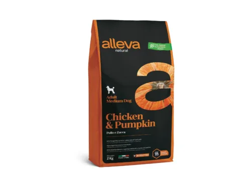 Alleva Natural Tavuk & Balkabağı Düşük Tahıllı Medium Yetişkin Köpek Maması 2 Kg