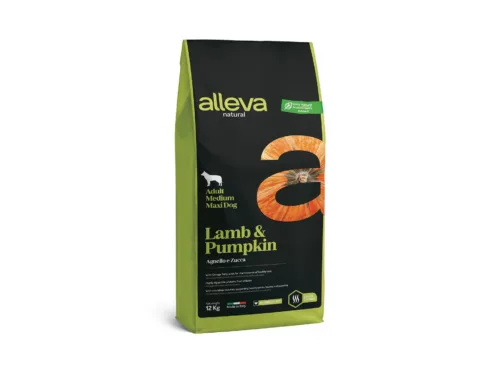 Alleva Natural Kuzu & Balkabağı Düşük Tahıllı Medium-Maxi Yetişkin Köpek Maması 12 Kg