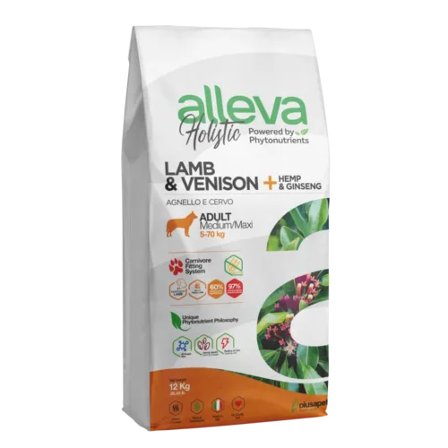 Alleva Holistik Kuzu & Geyik Tahılsız Medium-Maxi Yetişkin Köpek Maması 12 Kg