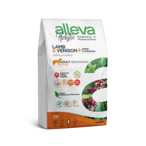 Alleva Holistik Kuzu & Geyik Tahılsız Medium-Maxi Yetişkin Köpek Maması 2 Kg